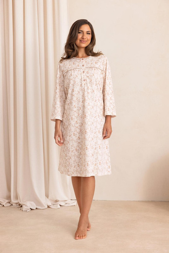 Camicia da notte Regina 2013 7/8 Blu 100% Cotone Manica lunga