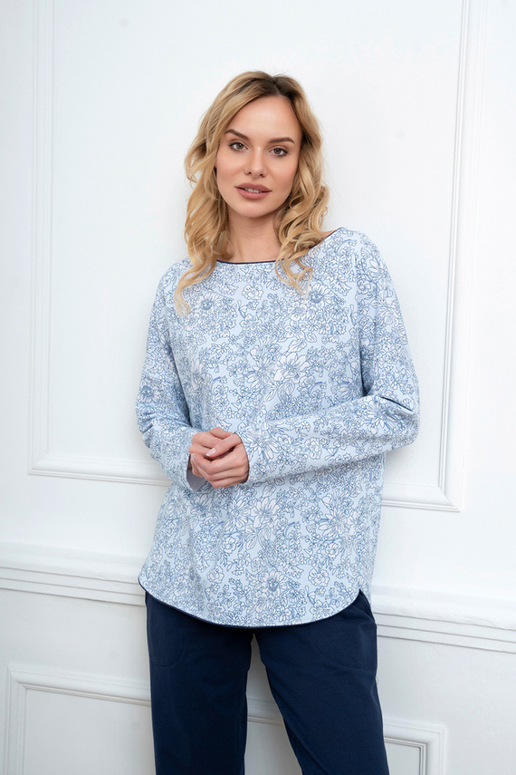 Gracjela Pigiama donna manica lunga, pantaloni lunghi Moda italiana - stampa blu/verde