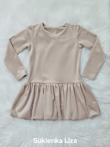 Liza Abito da bambina in velluto Bambarillo beige - elegante e confortevole