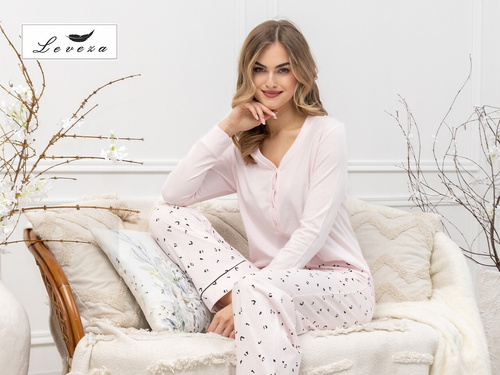 Pigiama donna Laveza Afra 1617 - cotone, rosa chiaro, manica lunga
