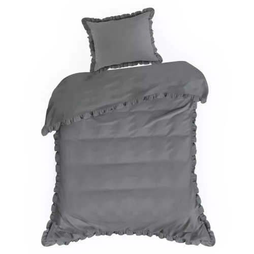 Biancheria da letto in cotone con balza Eurofirany 100% cotone con cerniera colore acciaio