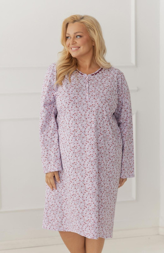 Camicia da notte Taro 3660 Agnessa viola 100% cotone manica lunga