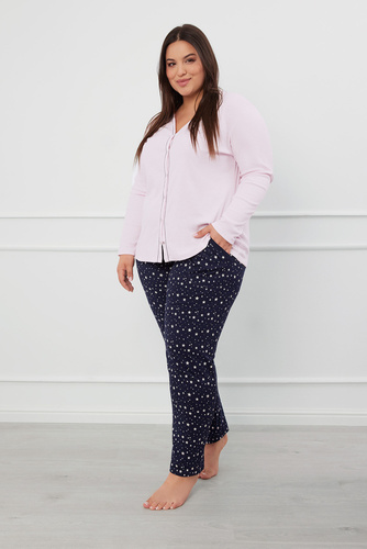 Libra Pigiama donna manica lunga e pantaloni Moda italiana - rosa/stampa