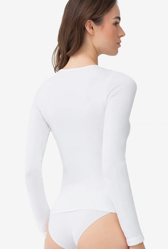 Gatta T-Shirt L 2635 maglia donna senza cuciture manica lunga in microfibra bianca