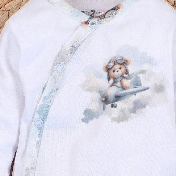 NINI ABN-5742/BIA Body incrociato organico Baby Bear Pilot bianco