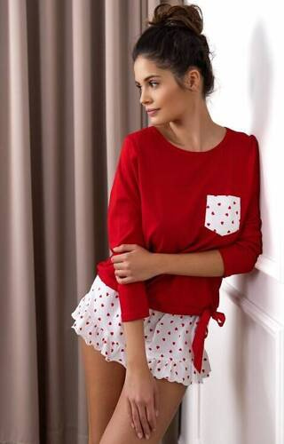 Pigiama da donna Taylor Sensis - rosso-crema