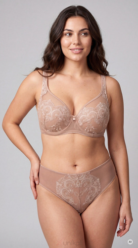 Figi Ludvine Unikat beige ricamate eleganti in tulle trasparente