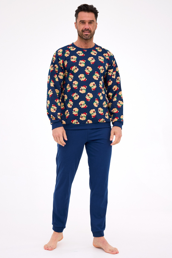 457/293 Pigiama da uomo Teddy 6 Cornette - Natale, blu marino, cotone