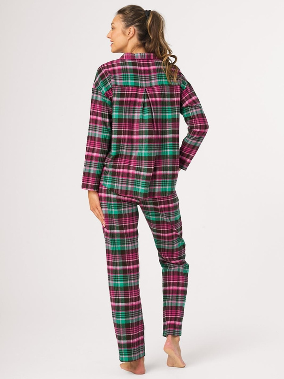 Pigiama donna Key LNS 414 B26 fucsia – flanella, a quadri, 100% cotone