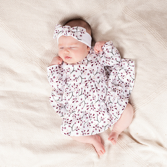 217065 Cerchietto in cotone con fiocco Alisa Nicol - motivo floreale