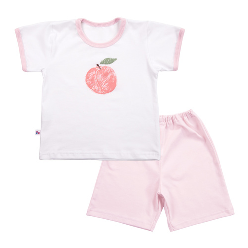 Pigiama per bambini Sweet and Sleepy Eevi a maniche corte e pantaloncini in cotone rosa chiaro