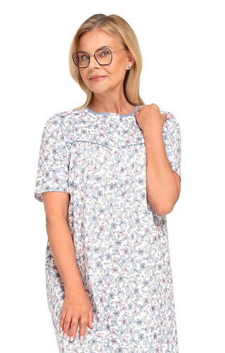 203 Bogna I Camicia da notte da donna Martel 30 blu e rosa - cotone, manica corta, non abbottonata