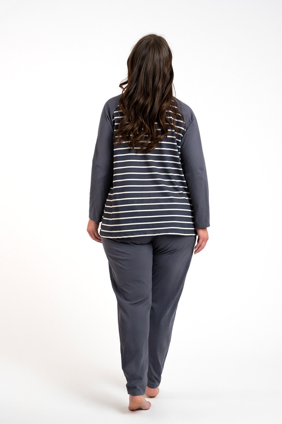 Oda Pigiama da donna manica lunga, pantaloni lunghi Moda italiana - stampa grafite/grafite