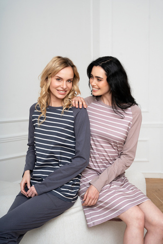 Oda Pigiama da donna manica lunga, pantaloni lunghi Moda italiana - stampa grafite/grafite