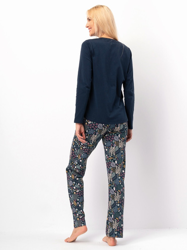 Pigiama donna Key LNS 570 marine dark - cotone, manica lunga, elegante