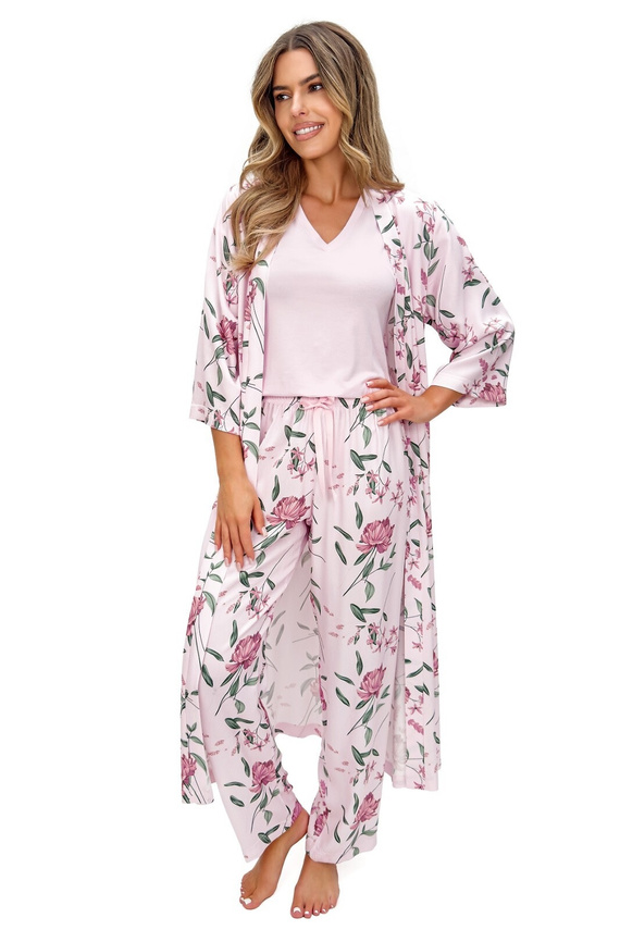 Pigiama donna Donna Gabriela Long viscosa pizzo scollo V comfort