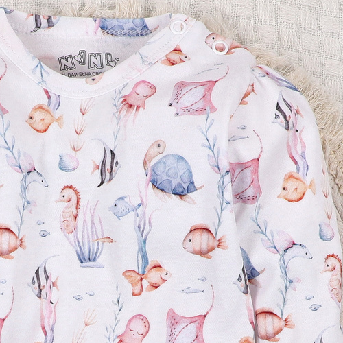 ABN-5475 Body per neonato Mondo sommerso in cotone biologico Nini, manica lunga