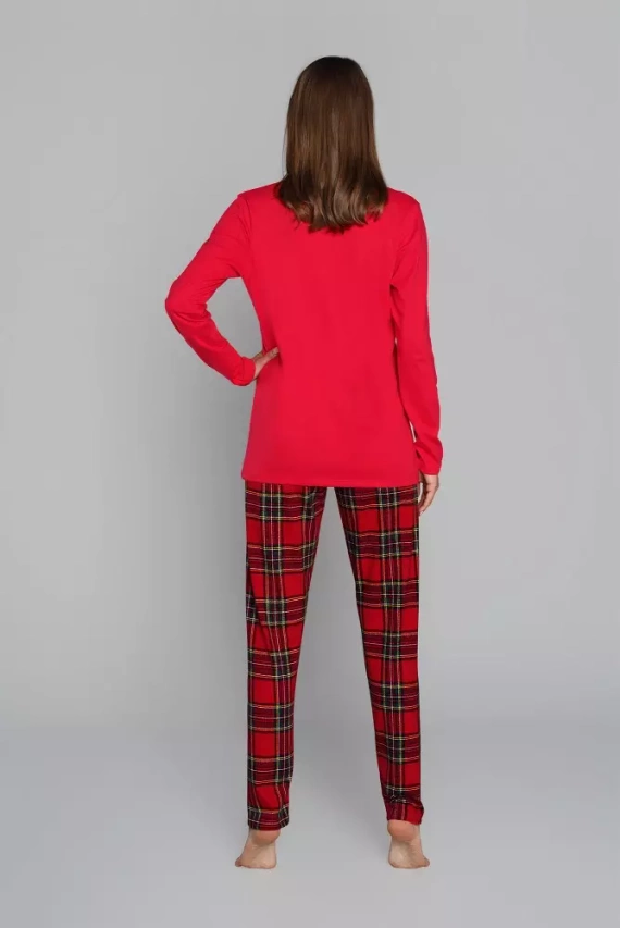 Pigiama da donna Zorza a maniche lunghe, pantaloni Moda Italiana - verde/stampa