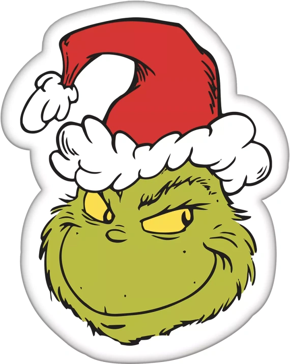 Poduszka Grinch Jerry Fabrics 36x29 bianca verde morbida peluche