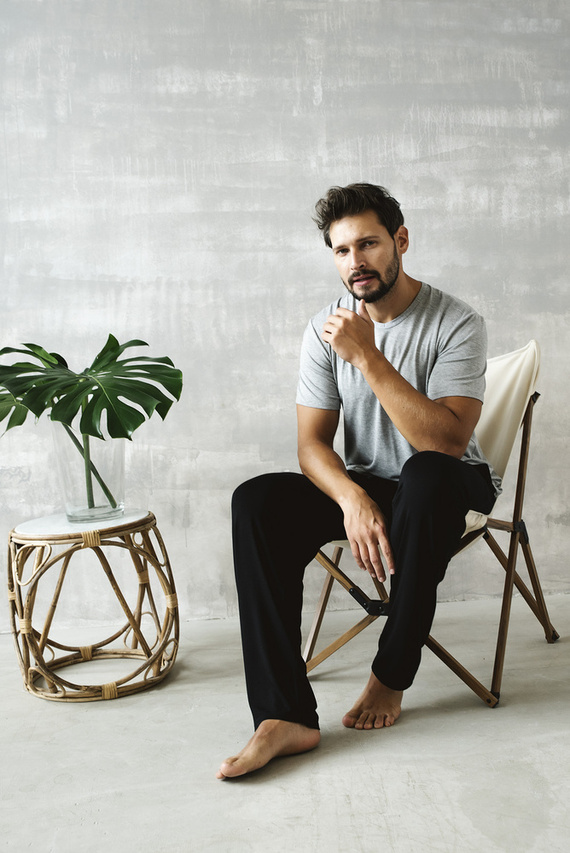 Dallas Pigiama uomo manica corta, pantaloni lunghi Moda italiana- melange/nero