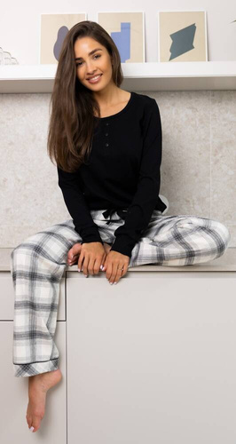 Pigiama di flanella da donna Blanche Sensis - nero