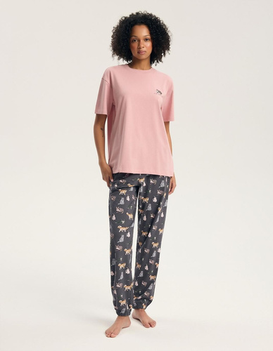 Pigiama donna Henderson Ginni 45420 100% cotone pantaloni lunghi gatti