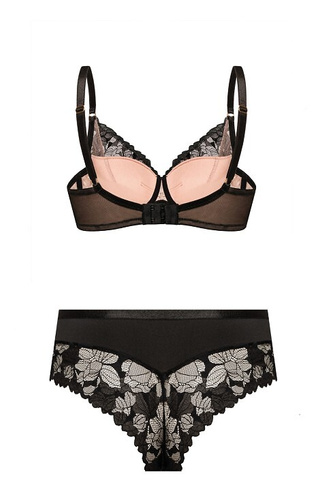 Slip bikini Hanna Mefemi - a vita alta, in pizzo, con rete beige