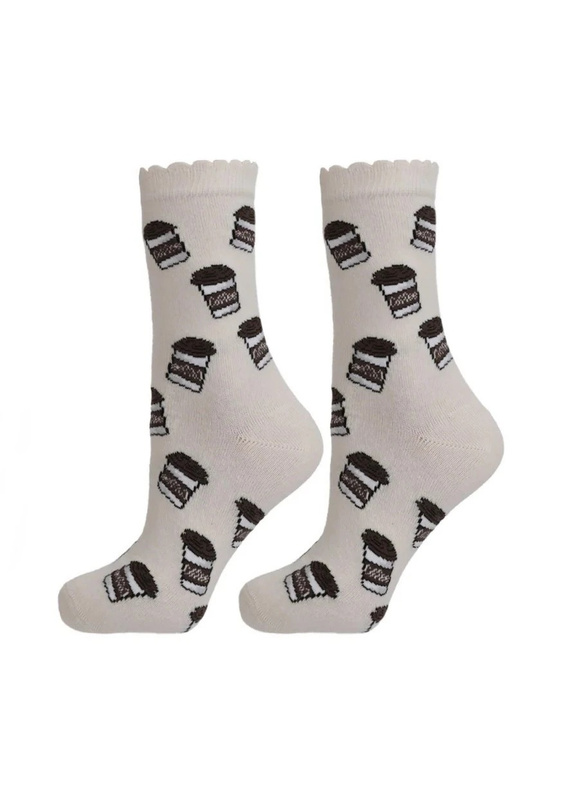 Calze donna Moraj CSL250-989 in cotone con motivo caffè, senza costrizione