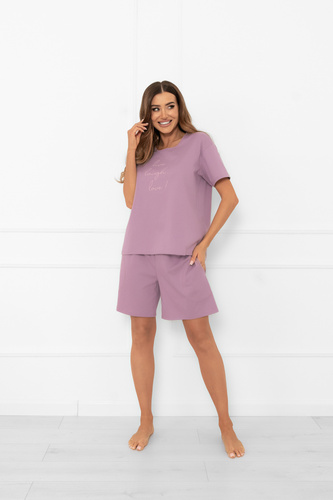 Pigiama da donna Ksara Italian Fashion - cotone, manica corta e pantaloncini - erica