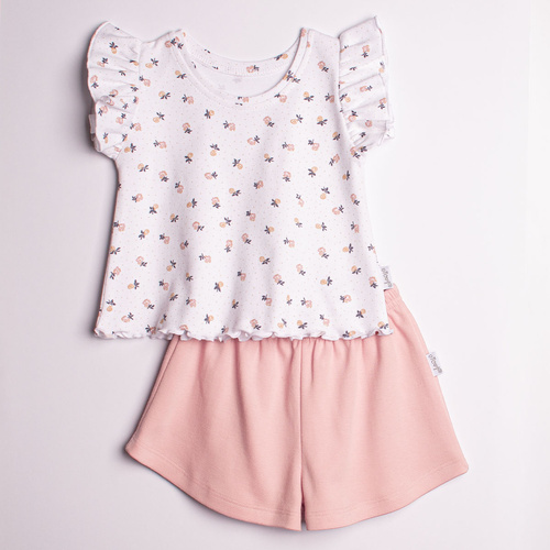 220037 Completo per bambina: maglietta + pantaloncini Nicol, cotone, set estivo