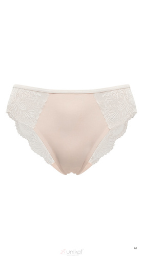 Slip Claudine Unikat beige ricamati eleganti in tulle trasparente