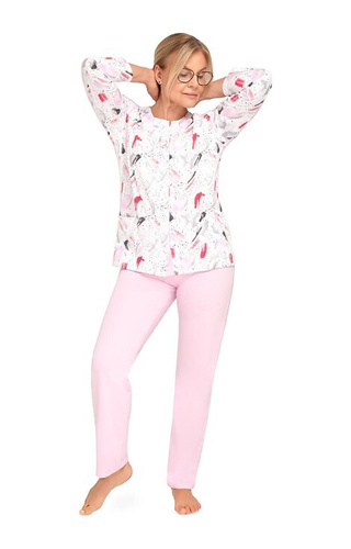 202 Maria III Pigiama da donna Martel 31 rosa - cotone, sbottonato, manica lunga