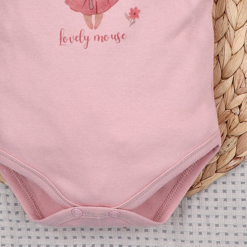 Body neonato Nini Little Mouse cotone biologico bottoni spalla manica corta