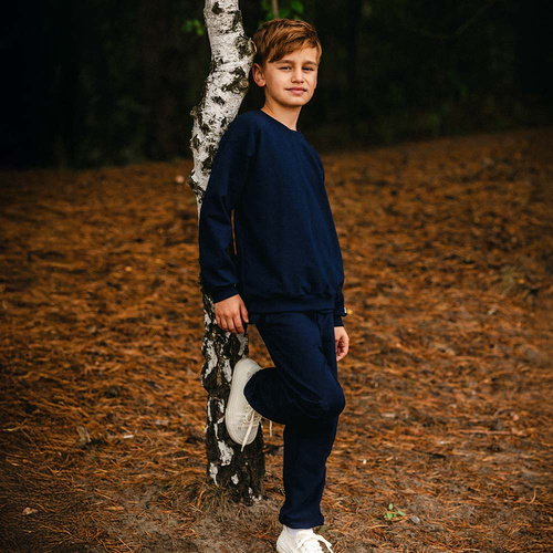 Simply Comfy Pantaloni della tuta per bambini Eevi blu navy - 100% cotone, con tasche