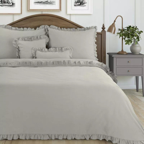Biancheria da letto in cotone con volant Eurofirany 100% cotone con cerniera beige