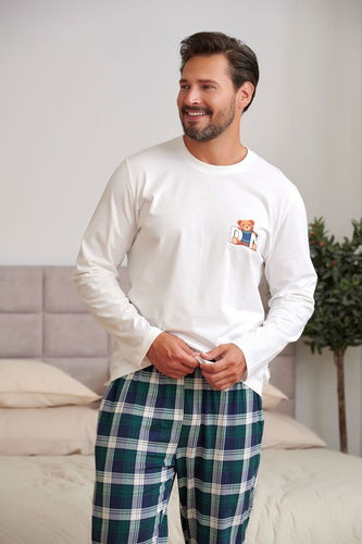 Pigiama Uomo Doctor Nap 7514 Teddy 100% Cotone Manica Lunga Pantaloni