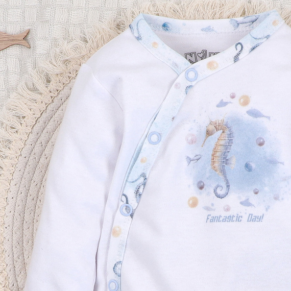 ABN-5442 Sea Of Joy Nini busta corpo bianco - cotone organico, per neonati