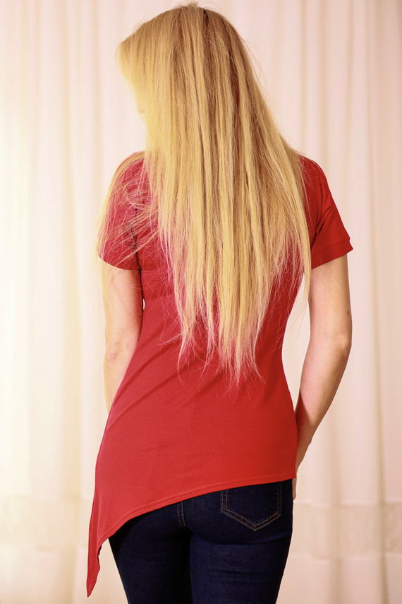 Camicetta Aria Mirale - viscosa, asimmetrica, scollo a V - rosso