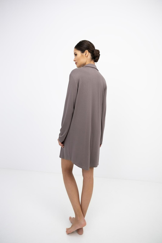 Sensis Lyra Mocca camicia da notte donna in viscosa con bottoni