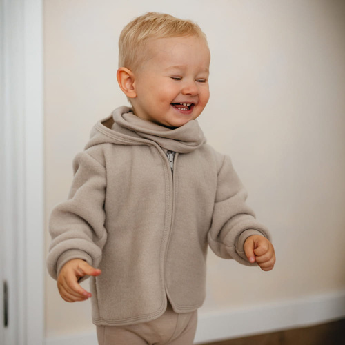 Giacca da bambino Eevi in lana merino - beige, traspirante e morbida