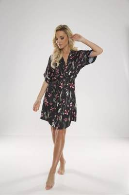 638 Lurdes Accappatoio da donna De Lafense - nero-rosa