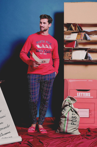 Pigiama Gioew da uomo rosso Sorbetto - festivo, a quadri, comodo ed elegante