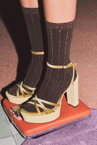 Gabriella Liva 1262 calze donna 50 DEN righe con effetto lucido 3D cioccolato
