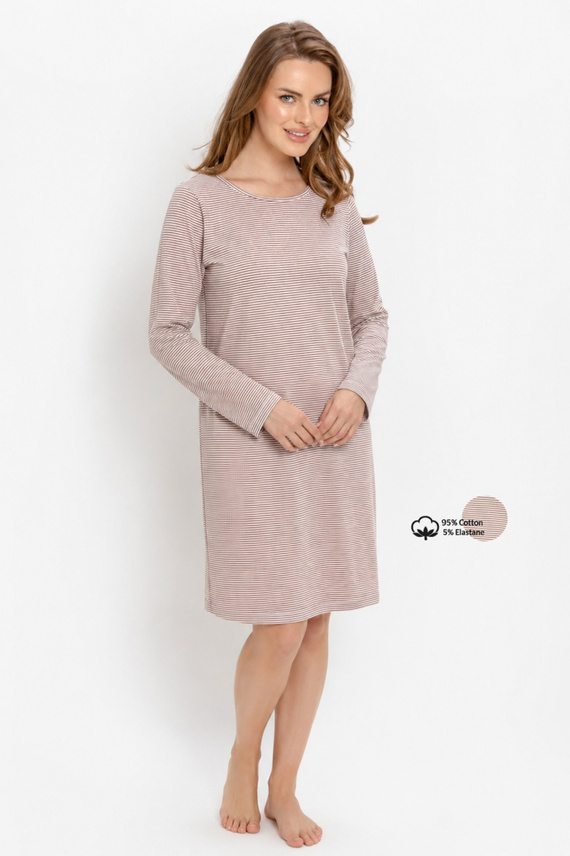 Camicia da notte Taro Norella 3643 in cotone manica lunga a righe