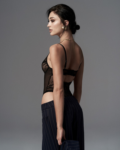 Body Perisia Teddy Obsessive nero in pizzo con ferretto aperto