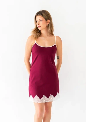 Halka Dkaren Sendi 2 in cotone con pizzo e spalline regolabili - bordeaux