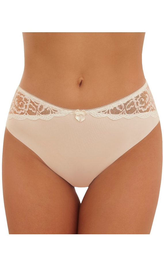 Slip da donna Inga Emili beige in microfibra laser cut con rete ricamata