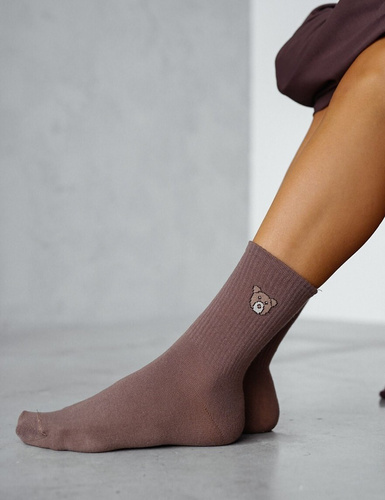 Milena 0200-181 marrone- calze da donna con orsetto, in cotone, morbide e confortevoli