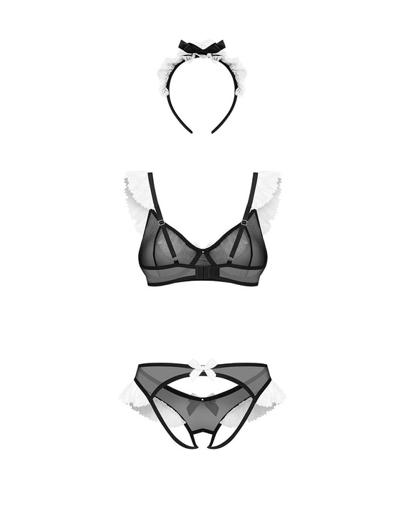 Obsessive Naughty Maid Completo Sensuale da Cameriera Nero con Pizzo