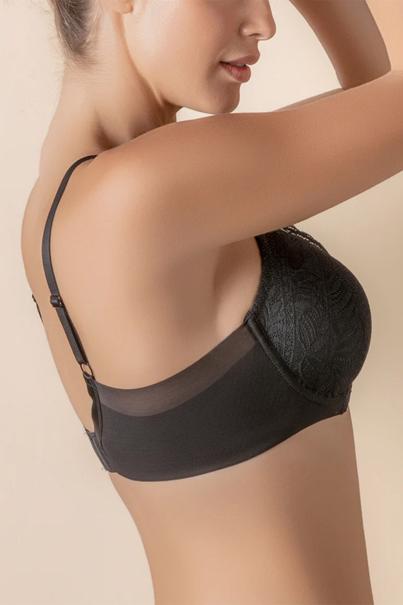 Reggiseno imbottito Mara Selene con ferretto e pizzo nero